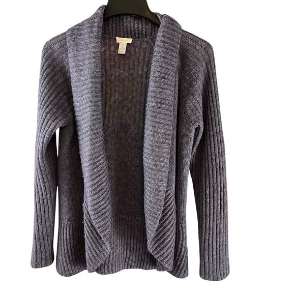 Chico’s Purple Cable Knit Open Front Cardigan Sweater Wool Mohair Blend Size 1 - Picture 1 of 5